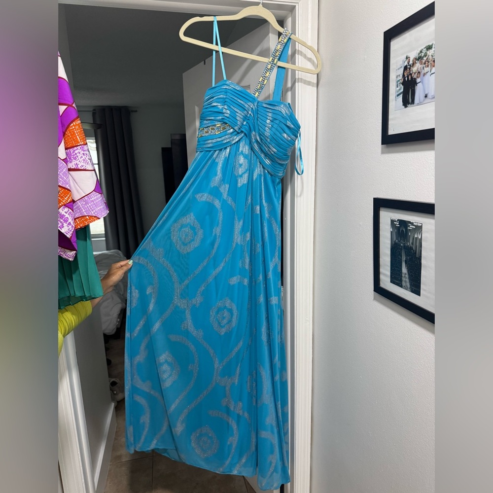 Turquoise and Silver Maxi Dress
